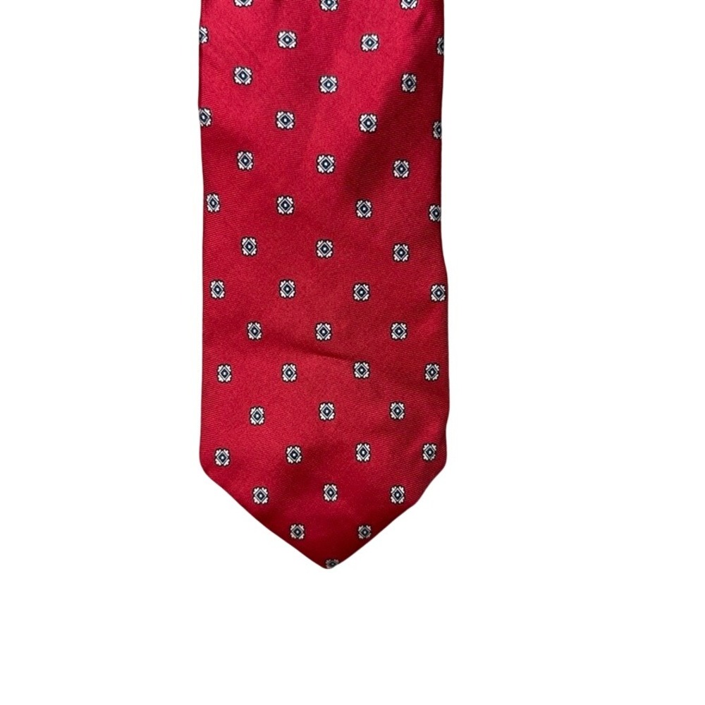 Austin Reed Regent Street London Mens Red Medallion Geometric Silk Necktie Tie